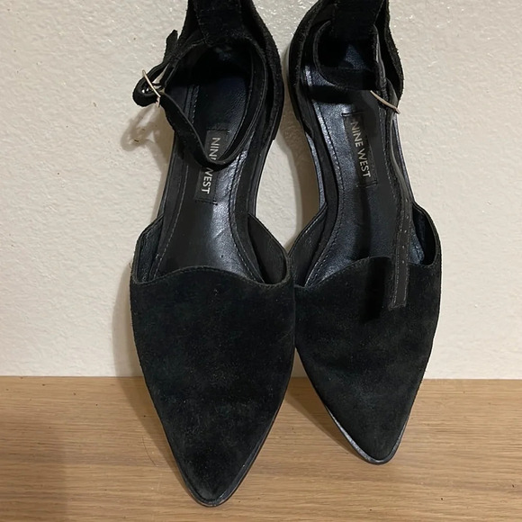 Nine West black pointed toe flat shoes 6.5 - Picture 10 of 12